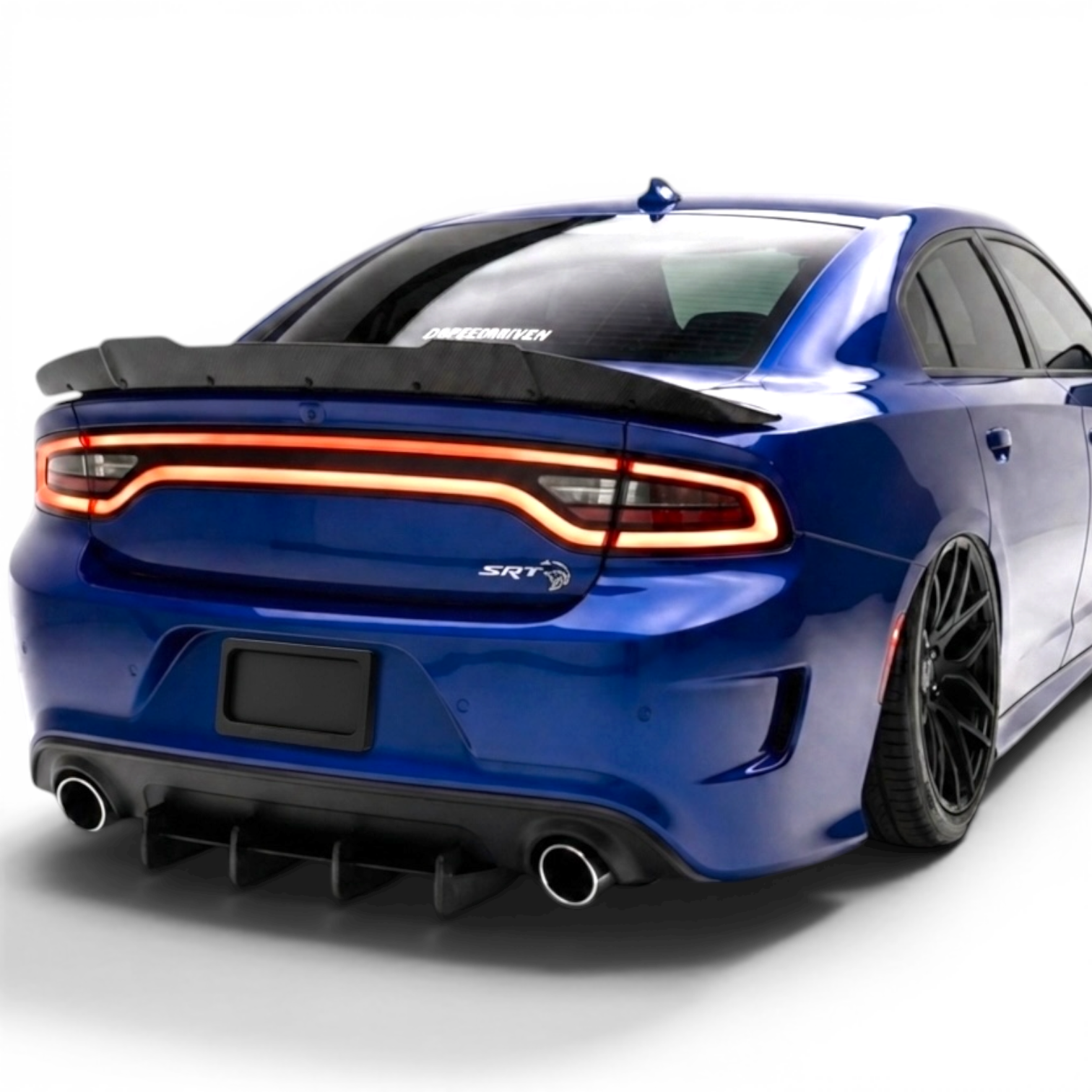 Motorized license plate curtain cover hiding rear plate on dodge charger